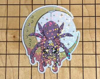 Spider sticker, glitter sticker, spider decal, laptop decal, purple sticker, Halloween sticker, waterproof vinyl decal, water bottle sticker