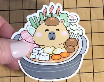 capybara sticker, soup sticker, nabe sticker, laptop decal, journal decal, capybara decal, nabe decal, water bottle decal, phone case decal