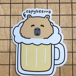 capybara sticker,  capybara decal, funny, cute, laptop decal, phone case decal, vinyl waterproof decal, capybara gift, beer mug, capybeerra