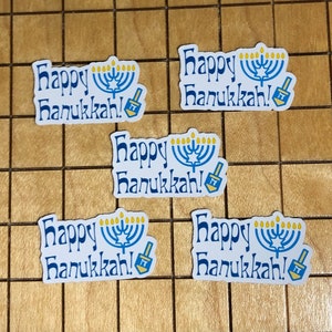 5 MINI autocollants Hanukkah, Happy Hanukkah, autocollant juif, autocollant de coque de téléphone, autocollant pour ordinateur portable, autocollant bouteille d'eau, autocollant dreidel, menora