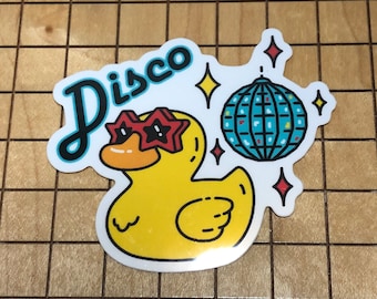 Disco sticker, disco duck sticker, disco ball sticker, funny sticker, rubber duck sticker, disco sticker, laptop sticker, phone case sticker