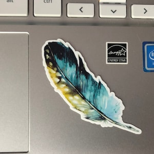 Feather sticker, feather decal, tumbler sticker, phone case decal, laptop decal, bird feather,  tumbler decal, vinyl decal, waterproof decal