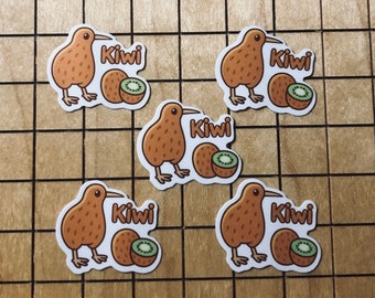 5 MINI kiwi stickers, kiwi bird, kiwi fruit, tiny sticker, sticker pack, laptop decal, water bottle sticker,  cute, tumbler decal, kindle