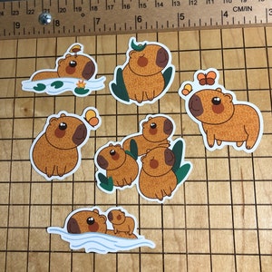 6 capybara sticker pack, macbook sticker, laptop decal, capybara sticker, tumbler sticker, hydroflask sticker, water bottle sticker, cute