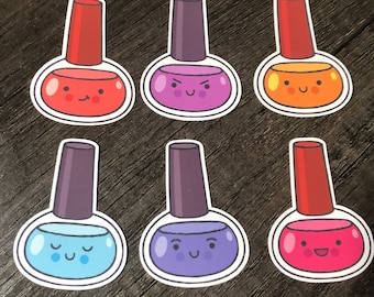 6 nail polish stickers, nail polish sticker pack, best friend gift, phone case sticker, make up sticker, MacBook decal, water bottle decal,