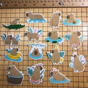 15 capybara stickers, sticker pack, capybara gift, capybara decal, phone case decal, cute capybara, sticker for water bottle, waterproof