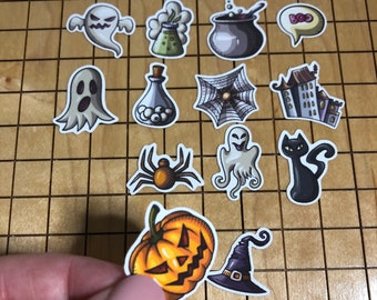 13 MINI Halloween stickers, Halloween decals, phone case sticker, water bottle sticker, waterproof, spider sticker, Halloween sticker pack
