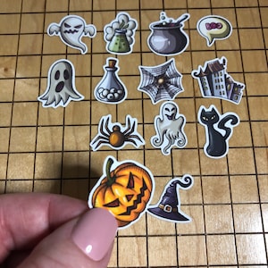 13 MINI Halloween stickers, Halloween decals, phone case sticker, water bottle sticker, waterproof, spider sticker, Halloween sticker pack