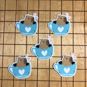5 MINI capybara stickers, cappyccino, cappuccino sticker, mini stickers, capybara decal, tiny stickers, cute capybara, phone case sticker