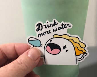 Drink water sticker, water sticker, hydrate sticker, water decal, hydrate decal, waterproof decal, tumbler decal, water bottle decal, funny