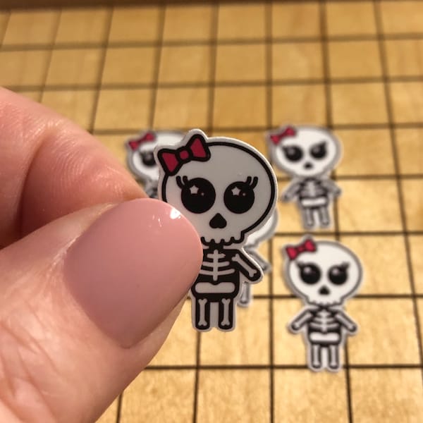 5 MINI skeleton stickers, skeleton decal, girl skeleton, tiny sticker, sticker pack, laptop decal, water bottle sticker, mini sticker