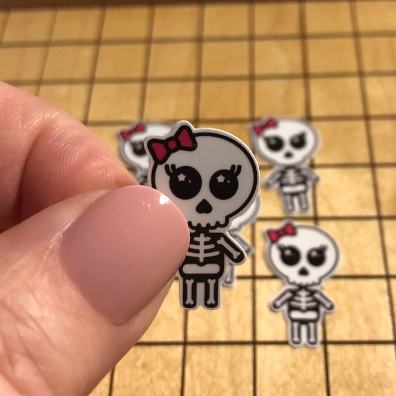 Skeleton Shells Sticker 5 MINI Skeleton Stickers, Skeleton Decal, Girl Skeleton, Tiny Sticker ...
