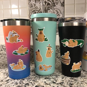 10 capybara sticker pack, capybara gift, capybara decal, phone case decal, cute capybara, sticker for water bottle, waterproof sticker
