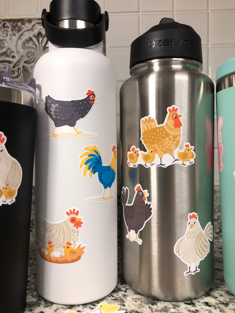 12 Chicken Stickers, Sticker Pack, Chicken Decal, Chicken Gift, Phone ...