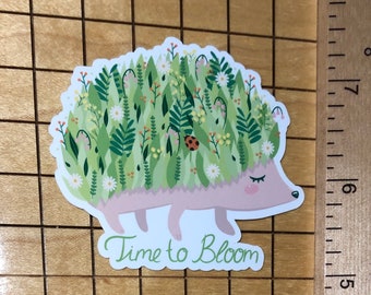 Cute Hedgehog Sticker, Hedgehog Lover Decal, Animal Sticker, Laptop Decal, Water Bottle Decal, Woodland Animals, Flower sticker