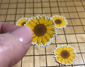 5 MINI sunflower stickers, sunflower decal, tiny sticker, sticker pack, laptop decal, water bottle sticker, mini sticker, phone case sticker