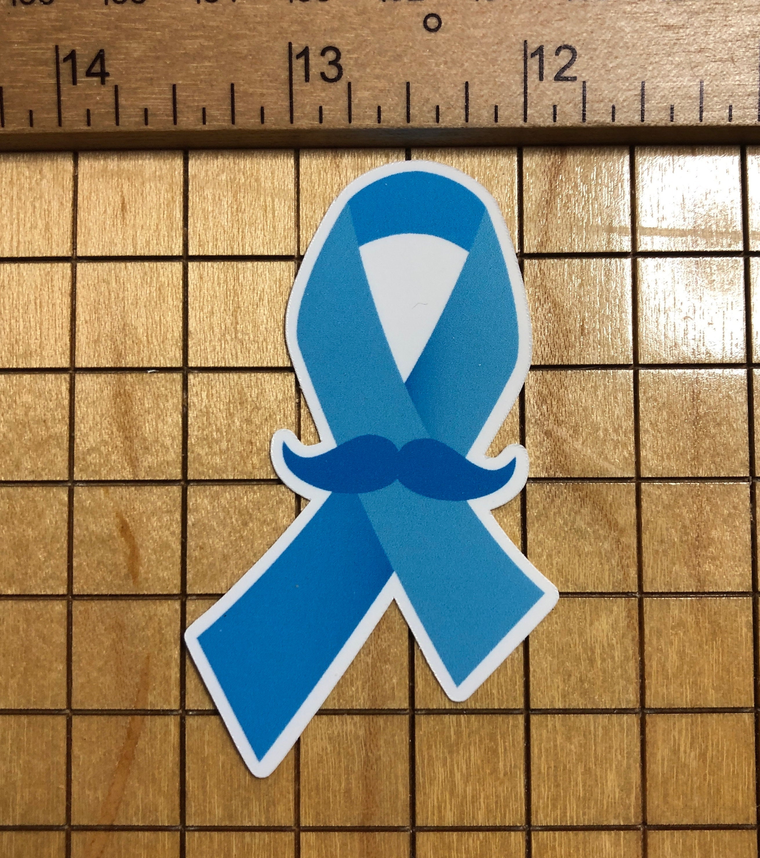 Blue Ribbon Sticker, Prostate Cancer Awareness Sticker, Mustache Decal ...