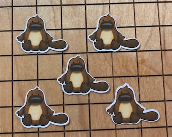 5 MINI platypus stickers, cute platypus decal, small stickers, laptop decal, phone case decal, 1 inch stickers, kindle sticker, friend gift