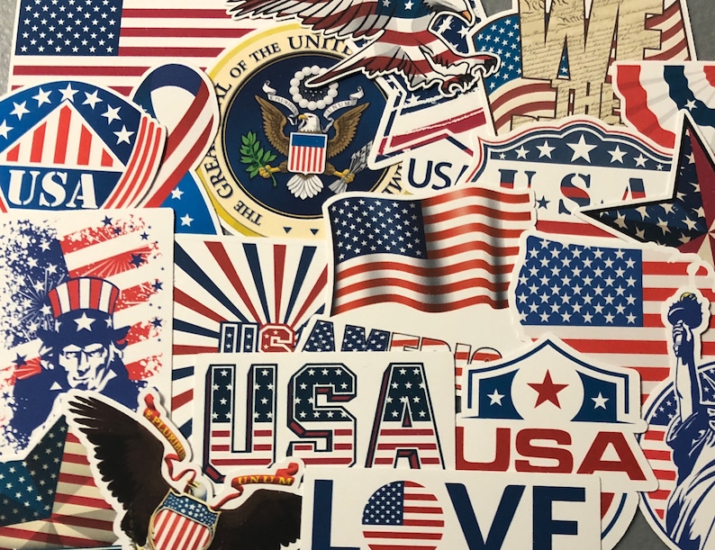 20 USA Stickers, Patriotic Sticker Pack, Flag Sticker, America Sticker ...
