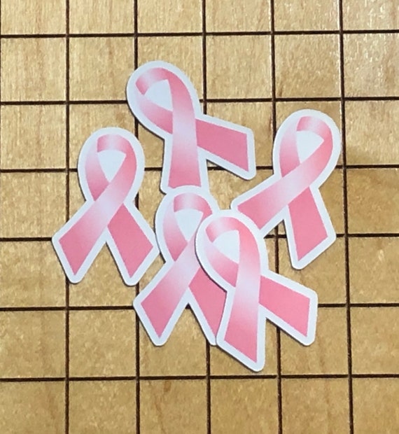 10 MINI pink ribbon stickers, breast cancer awareness, decal, sticker bundle, tiny stickers, survivor, think pink, October, mini stickers