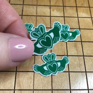 5 MINI claddagh stickers, St. Patrick's Day, Ireland sticker, water bottle decal, laptop decal, phone case sticker, tiny decal, heart decal image 3