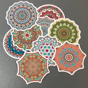 9 mandala stickers, mandala decal, mandala gift, sticker pack, boho sticker, mandala art, mandala decor, phone case, laptop decal, tumbler