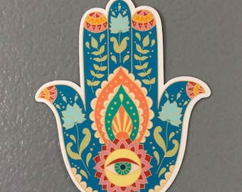Hamsa sticker, hamsa hand sticker, hamsa decal, waterproof vinyl, tumbler decal, eye of Fatima, hand of Fatima, laptop decal, phone case