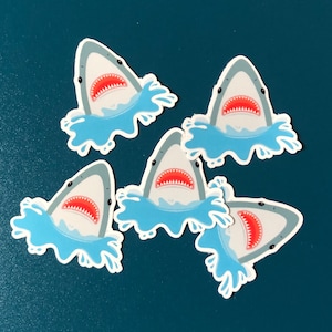 5 MINI autocollants requin, lot d'autocollants requin, lot d'autocollants requin, petits autocollants, pour ordinateur portable, cadeau, étui pour téléphone, décalcomanie morsure de requin, mâchoires