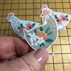 3 stickers poulet, sticker poulet, sticker fleur, jolis poulets, sticker coque de téléphone, sticker pour verre, pack d'autocollants, sticker pour ordinateur portable