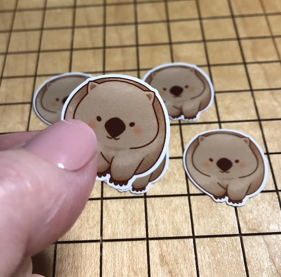 5 MINI Wombat Stickers, Mini Australian Animal Decal