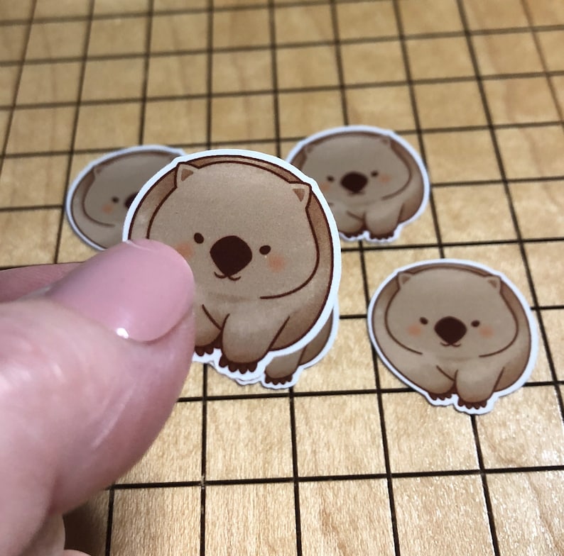 5 mini fat brown wombat stickers