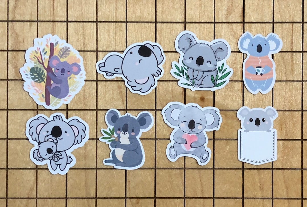 8 MINI Koala Sticker Pack, Koala Decal, Koala Gift, Koala Party Favor