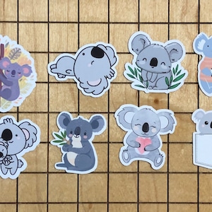 8 MINI koala sticker pack, koala decal, koala gift, koala party favor, water bottle sticker, laptop sticker, mac book sticker, cute koala