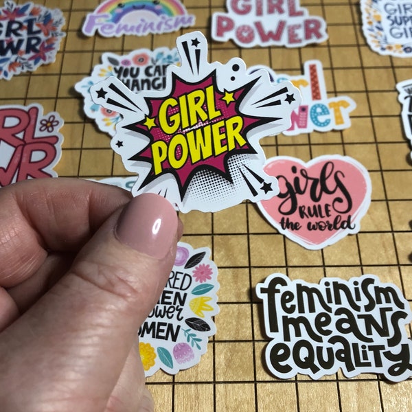 20 Girl Power stickers, feminist, MacBook decal, best friend gift, women's rights, phone case sticker, water bottle decal, laptop decal