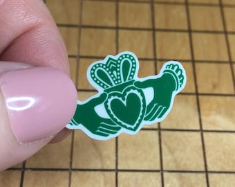 5 MINI claddagh stickers, St. Patrick's Day, Ireland sticker, water bottle decal, laptop decal, phone case sticker, tiny decal, heart decal