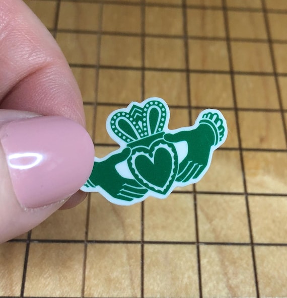 5 MINI claddagh stickers, St. Patrick's Day, Ireland sticker, water bottle decal, laptop decal, phone case sticker, tiny decal, heart decal