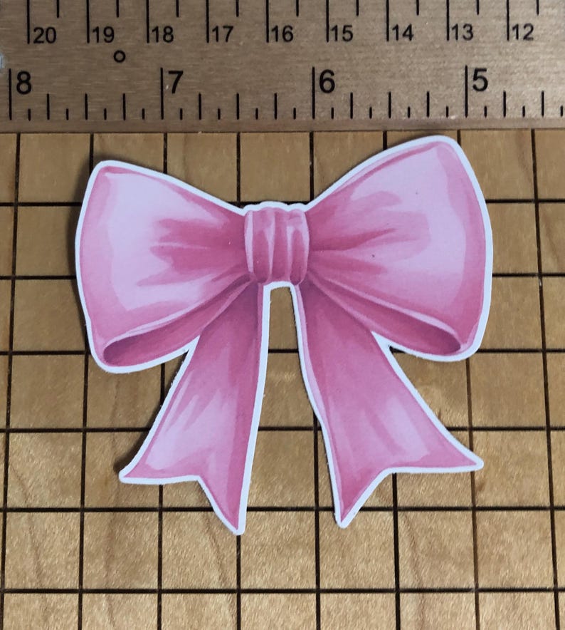 Pink Bow Sticker, Pink Ribbon Sticker, Coquette Sticker, Preppy Sticker ...