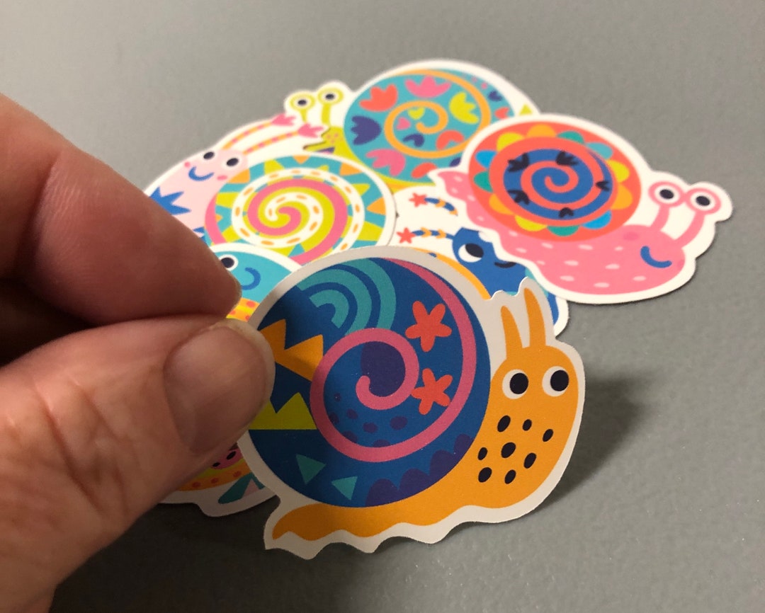 6 Snail Stickers Snail Sticker Pack Cute Snail Colorful Etsy