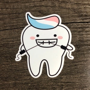 Tooth sticker, tooth decal, flossing teeth, dentist sticker, tooth fairy, phone case decal, tumbler decal, vinyl decal, waterproof decal