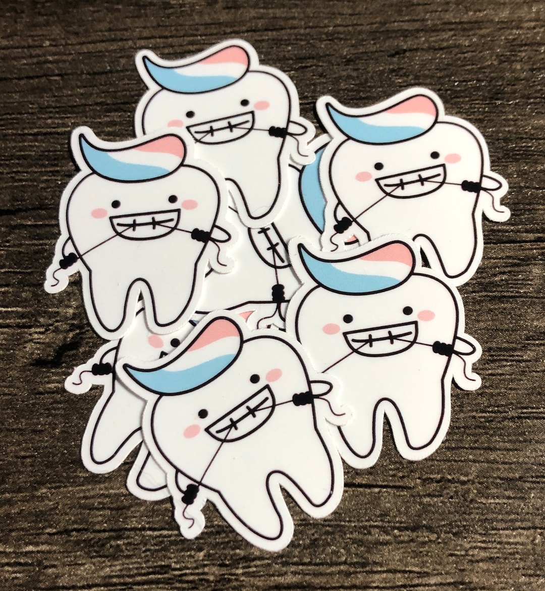 5 MINI Teeth Sticker Pack, Flossing Sticker, Teeth Decals, Mini ...