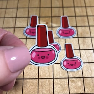 5 MINI nail polish stickers, nail polish decal, tiny sticker, sticker pack, laptop decal, water bottle sticker,  make up case, mini sticker