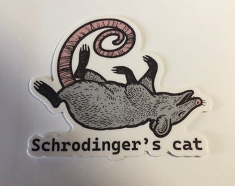 Dead Opossum Vinyl Sticker, Schrödinger's Cat Decal