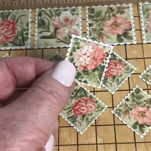 15 ensemble d'autocollants de timbres de fleurs vintage, autocollants shabby chic, autocollants vintage, autocollant de fleur, éphémères, album, cottagecore, journal indésirable