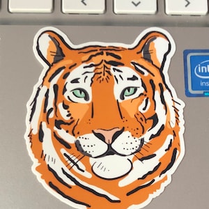 tiger sticker, tiger face sticker, save the tiger, tiger face, water bottle sticker, laptop decal, phone case decal, vinyl waterproof decal