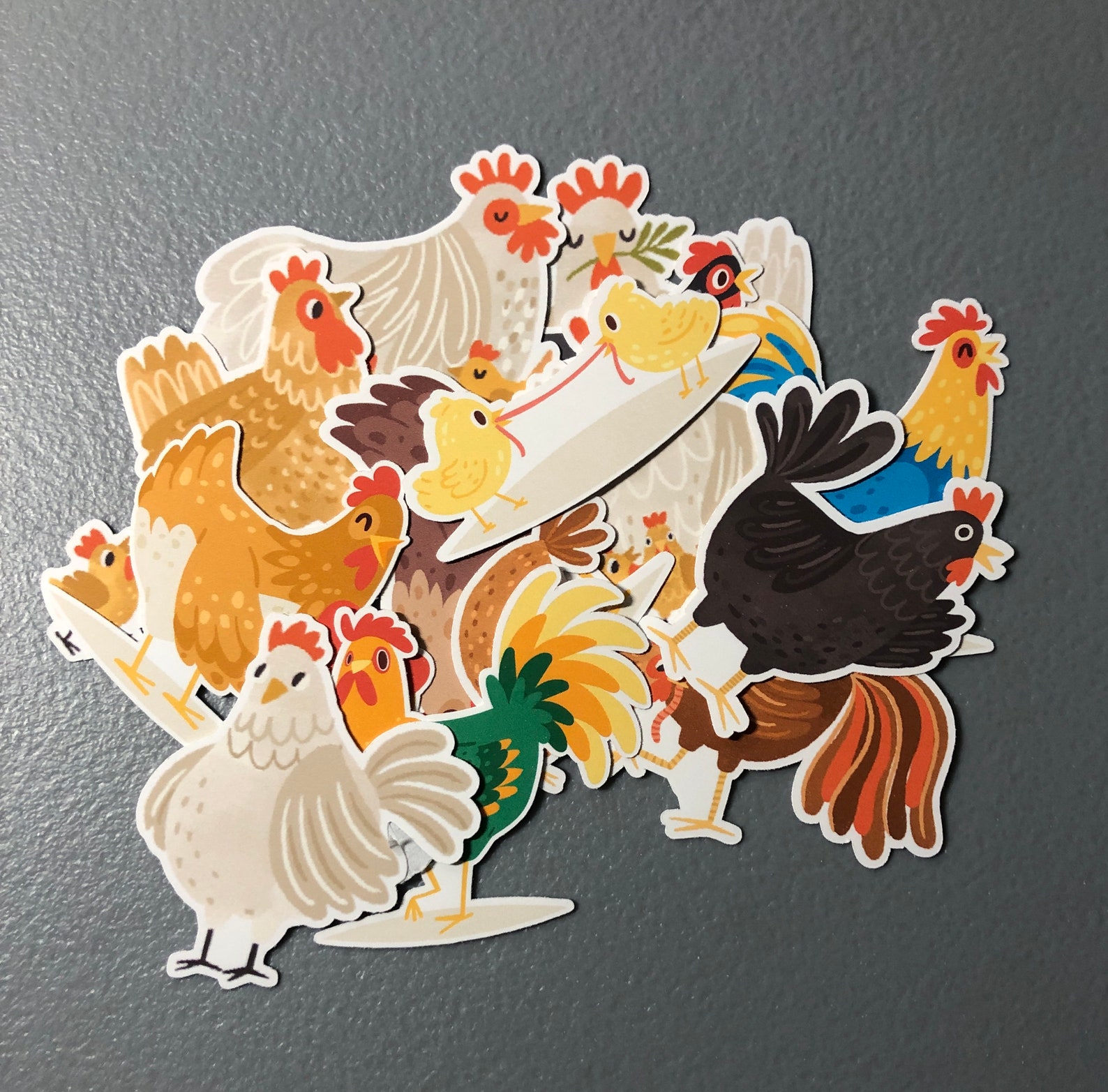 12 Chicken Stickers, Sticker Pack, Chicken Decal, Chicken Gift, Phone ...