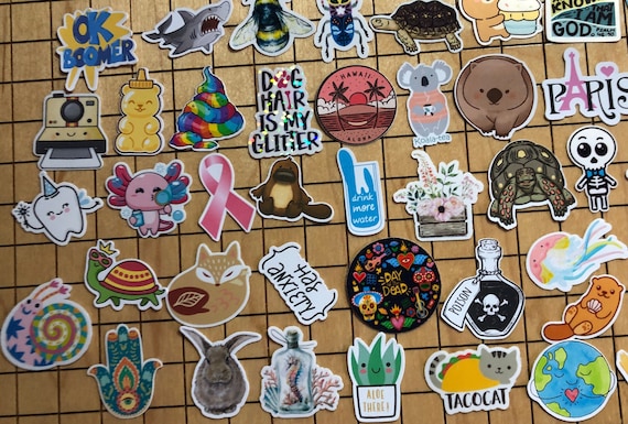 50 MINI sticker pack, assorted mini stickers, sticker bomb, tiny stickers, mystery sticker pack, laptop decal, phone case decal, friend gift
