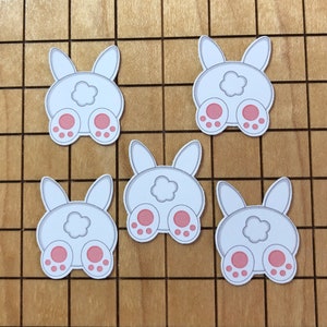 5 MINI bunny butt stickers, rabbit decal, tiny sticker, sticker pack, laptop decal, water bottle sticker, bunny sticker, Easter sticker