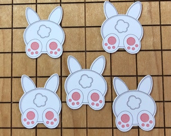 5 MINI bunny butt stickers, rabbit decal, tiny sticker, sticker pack, laptop decal, water bottle sticker, bunny sticker, Easter sticker