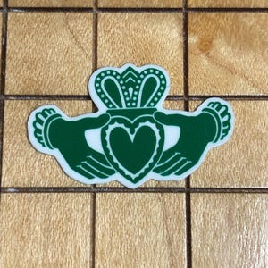 5 MINI claddagh stickers, St. Patrick's Day, Ireland sticker, water bottle decal, laptop decal, phone case sticker, tiny decal, heart decal image 2