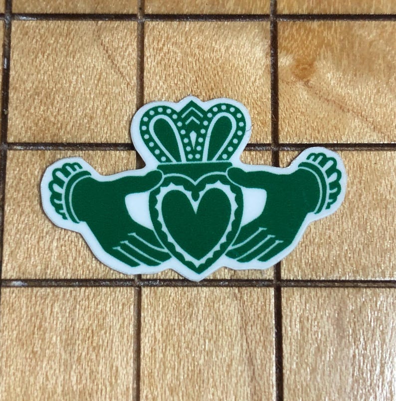 5 MINI claddagh stickers, St. Patrick's Day, Ireland sticker, water bottle decal, laptop decal, phone case sticker, tiny decal, heart decal image 2
